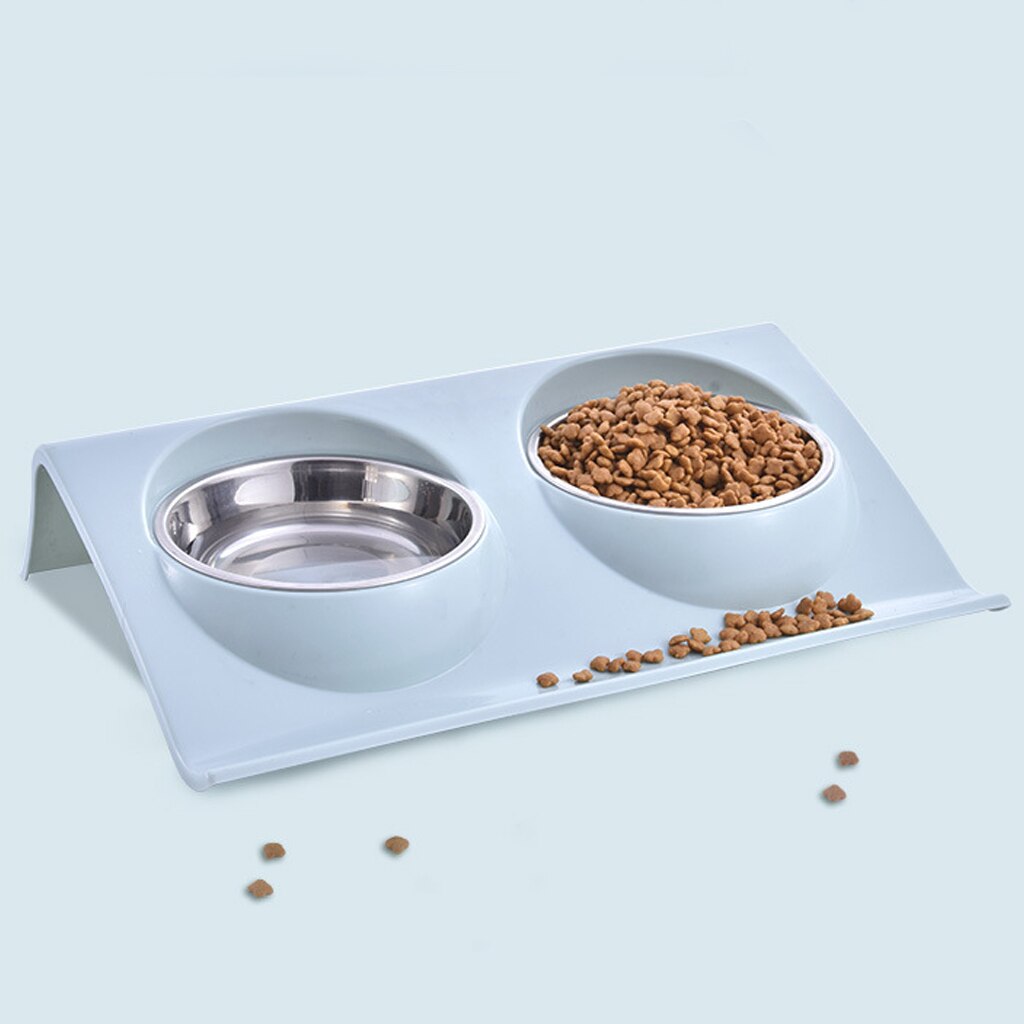 Tykkere kæledyrsfoder skål rustfrit stål dobbelt kæledyrskåle mad vandfoder til hundehvalp katte kæledyr leverer fodring retter