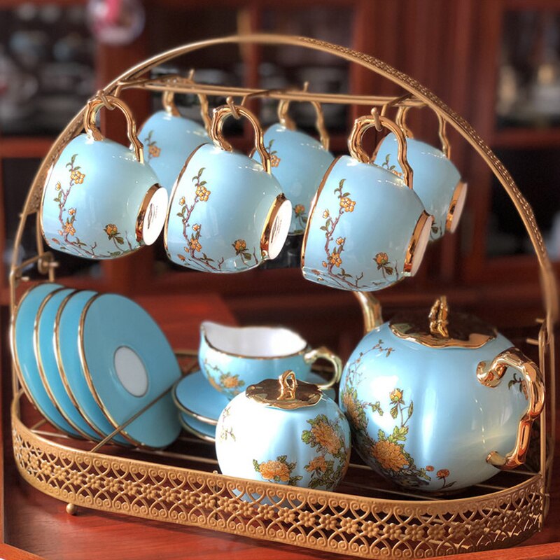 Étagère de rangement pour tasses de café et plats style européen, étagère suspendue noire, en fer, avec fleurs et tasses de thé
