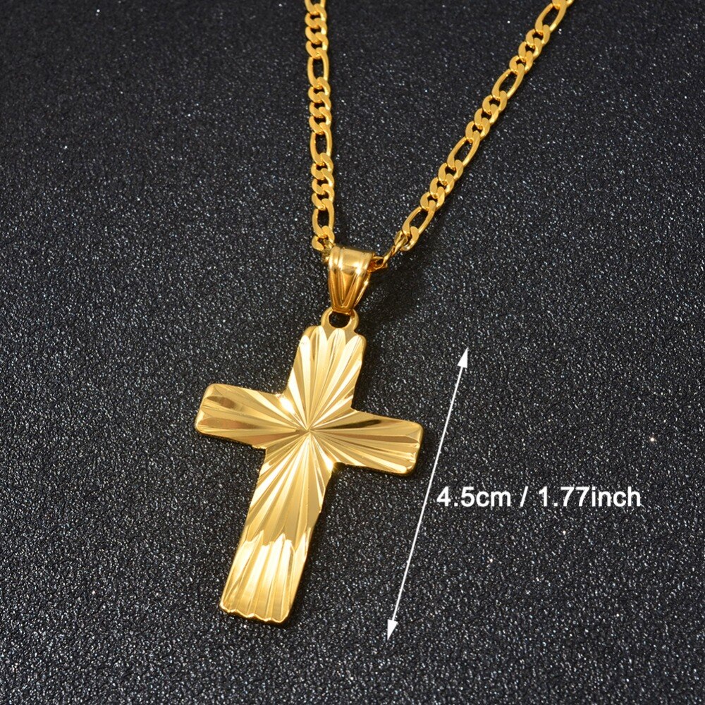 Anniyo guldpläterade korshängande halsband för kvinnor män korsfästelse religion smycken afrika hawaiian  #144306