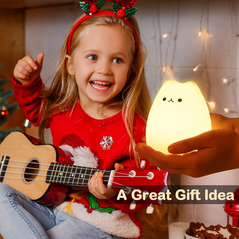 LED-Katzen-Nachtlicht für freundlicher, Silikon, niedliche Katzen-Nachtlichter für Kinderzimmer, tragbar, mehrfarbig, Weihnachtsgeschenke für Babys und freundlicher