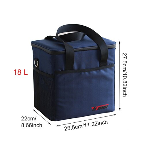Extra grande engrossar saco térmico saco de gelo pacote isolado almoço bolsa masculino tote caso frio fresco comida piquenique recipiente acessórios: Navy blue 18L