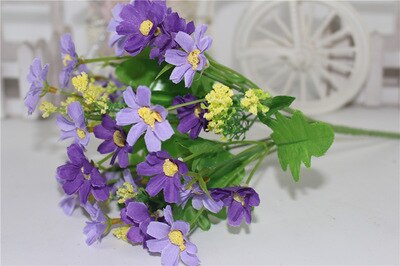 1 Boeket 7 Tak 28 Heads Leuke Zijde Daisy Kunstmatige Decoratieve Bloem Diy Bruiloft Boeket Thuis Kamer Tafel Decoratie: purple