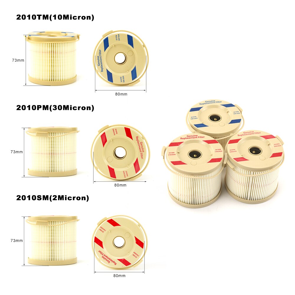 6Pcs Filter Element 2010SM 2010TM 2010PM For RACOR 500FG/FH Diesel Engine Fuel Water Separator Replacement 2 10 30 Micron