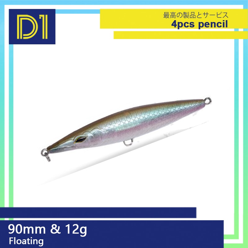 4 kpl lyijykynäkalastusuhe 90/110/130mm topwater stickbaits -kalastussyötit kelluva kävelyretki koira vaaput kalalle meribasso  dt3002
