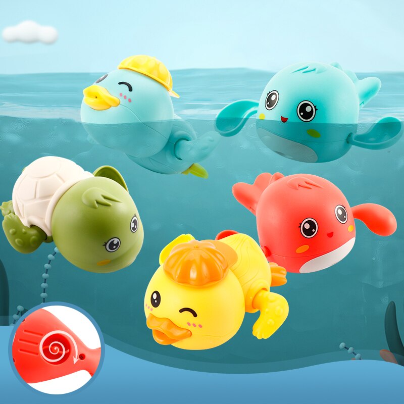 Single Cute Cartoon Animal Little duck Classic Baby Water Toy Infant Swim Wound-up Chain Clockwork Kids Beach Bath Toys