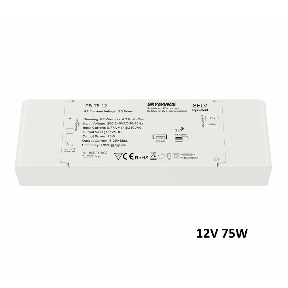 40w 75w rf led-driver med konstant spenning, dimbar, 12v 24v transformator, 2.4g x trådløs fjernkontroll, ensfarget led-stripe: Beige