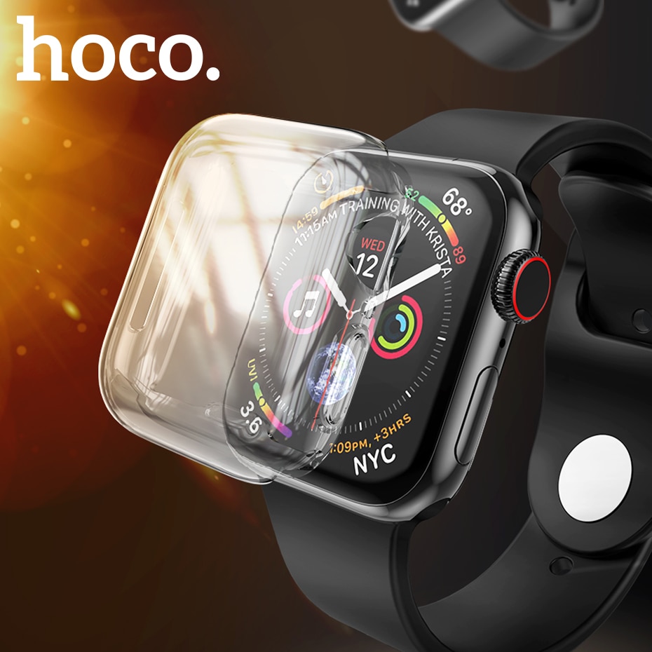 Hoco hoesje voor apple watch 5 40mm 44mm, transparante tpu-schermbeschermer, volledig transparante siliconen zachte hoes voor de apple watch-serie 4