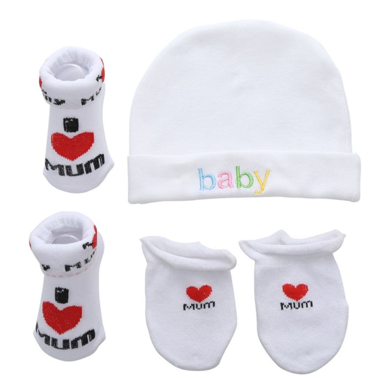 0-12M Fall Winter Baby Hat and Mittens Girl Boy Cap Socks Comfy Infant Hat & Gloves Cotton Toddler Newborn Baby Accessorise