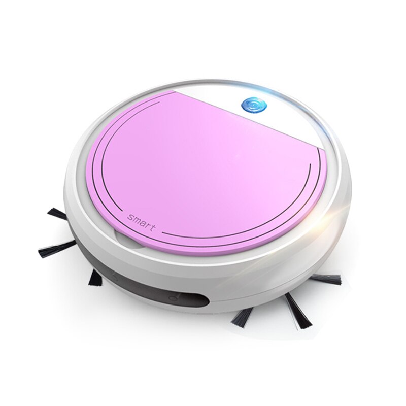 Robot aspirador inteligente 4 en 1, totalmente automático, Barre y friega con carga USB de 3200pa, Limpiador desinfectante UV: White Pink