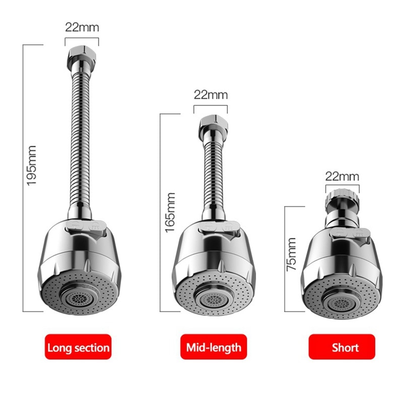 360 Degree Swivel Kitchen Faucet Aerator Bubbler Adjustable Dual Mode Sprayer Filter Diffuser Water Saving Nozzle Fauc Connector