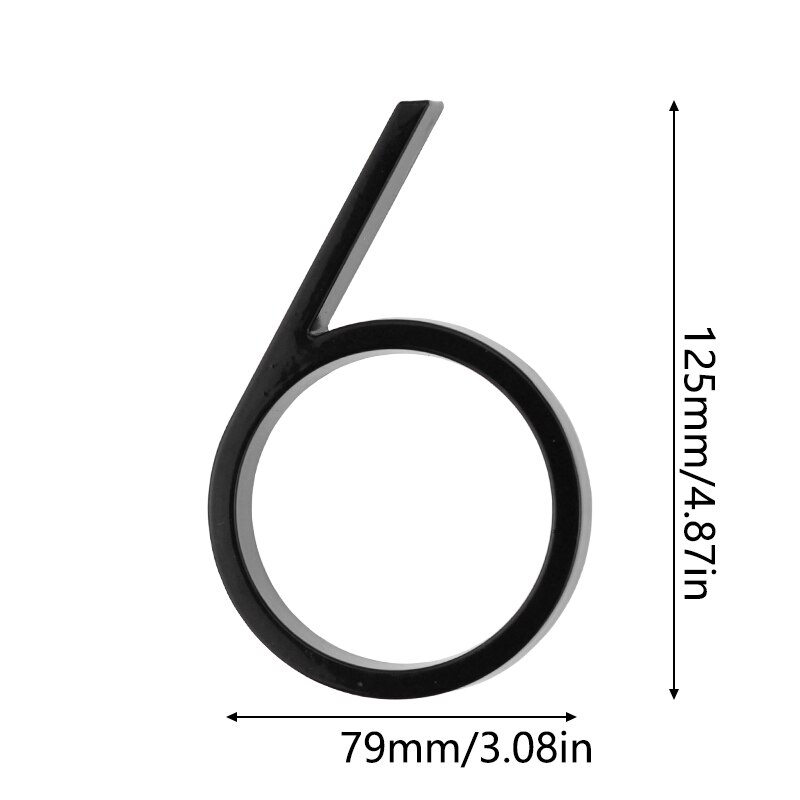 125mm Floating House Number Stone Letters Door Alphabet Numeros Casa Exterior Outdoor 4,87 in.Black Numbers Address Plaque: Number 6