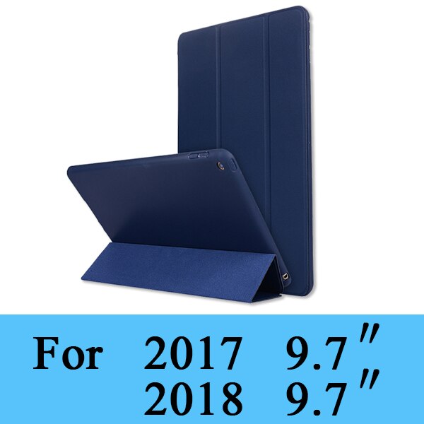 Rovtop Case Cover For iPad 9.7 Air 2 Air 1 Pro 10.5 Case Silicone Soft Leather Smart Case Cover for Generation Funda: Dark Blue 2017 2018