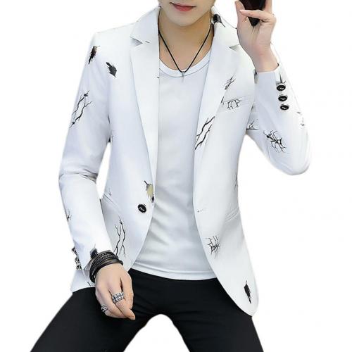 Stylish Jacket Formal One Button Suit Men's Business Blazer Slim Wedding Button Coat Jacket: White / XXXL