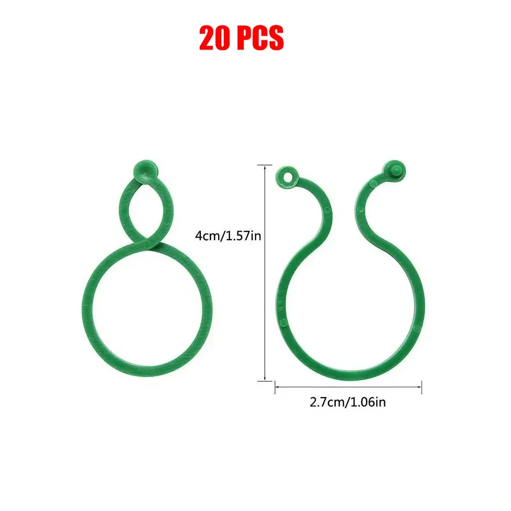 20 pièces Clips de cerclage de vigne de jardin plante groupée boucle porte-anneau tomate jardin plante Support outil jardinage Supports outils: WHITE