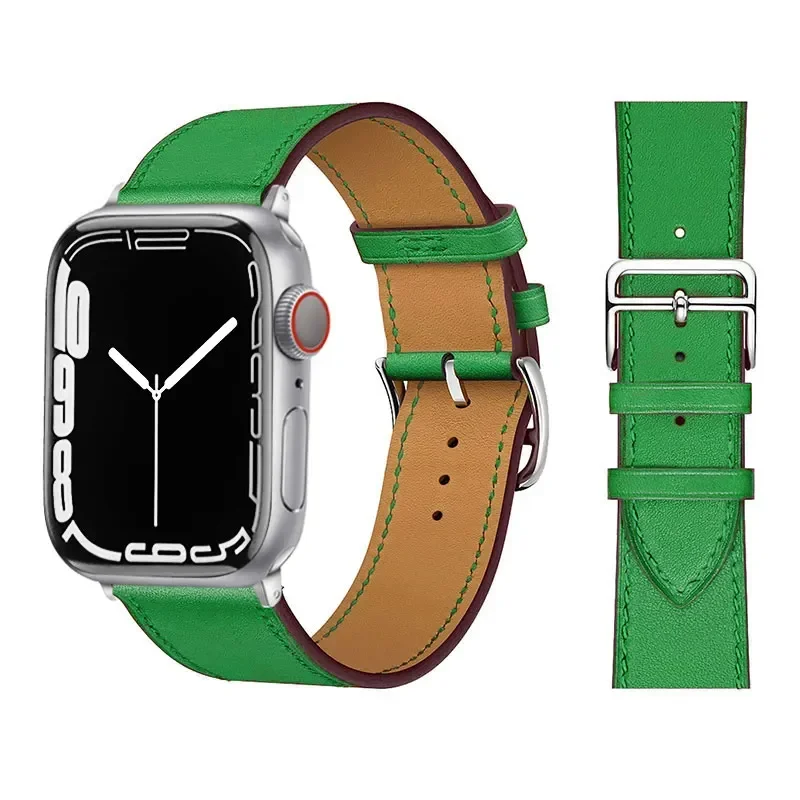 Leather straps For Apple watch band 46mm 44mm 45mm 41mm 42mm 38 40mm bracelet for iWatch ultra 2 49mm series 10 9 8 7 6 5 4 3 SE: Blue Pink / 14mm