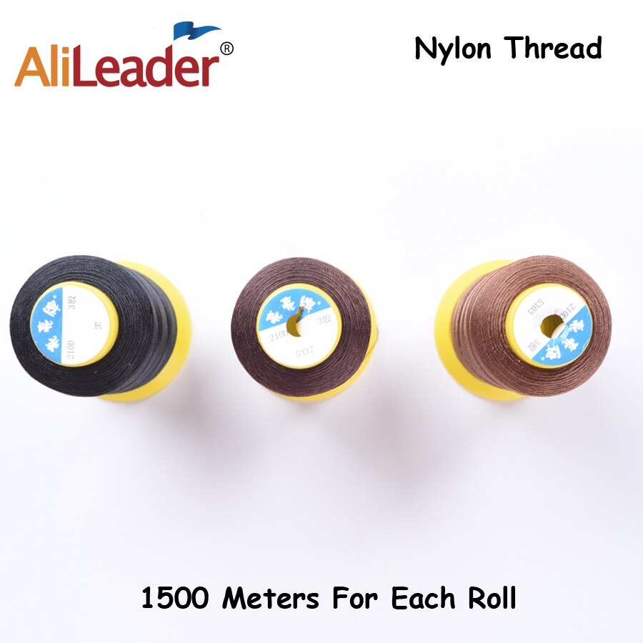 Alileader Goedkope Draad Voor Maken Pruiken Naaien Weven Threads 1500M Lengte Nylon Haar Weven Draad Voor Pruik Maken Gereedschap zwart