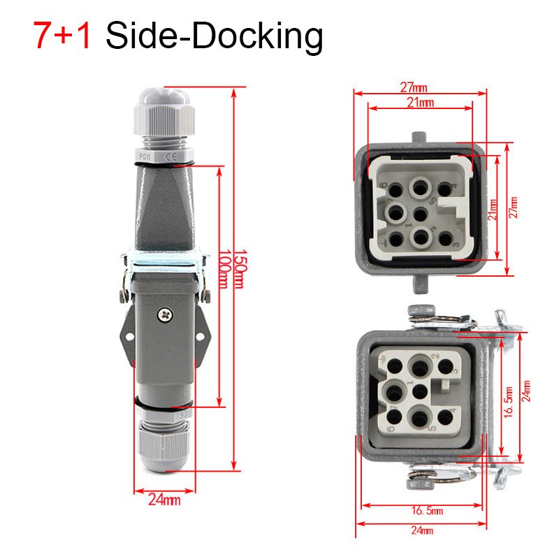 HARDING heavy duty Connectors DHC-HA-003 3pin 4pin 5pin 7pin 10A Industrial plug HQ-005 16A heavy metal rectangular connector: SKY BLUE