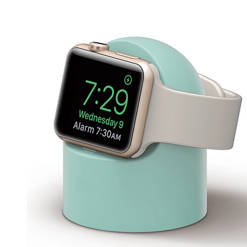 Station de charge de nuit en Silicone pour Apple Watch, pour Apple watch 6 5 4 3 2 SE iWatch 44mm 42mm 40mm 38mm, pour apple Watch: mint green