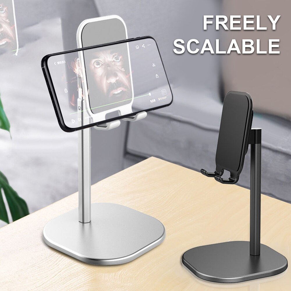 Desktop Metalen Mobiele Telefoon Houder Lui Persoon Passen Mobiele Telefoon Ondersteuning Tablet Universal Mini Maat Live Tv Stand Zwart Zilver