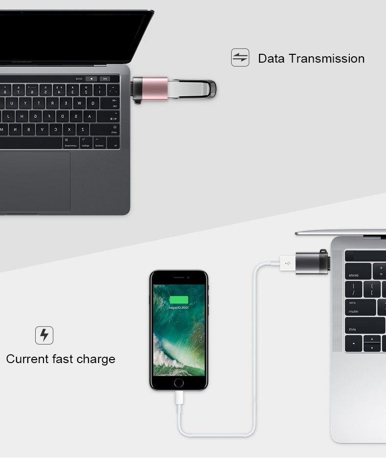 Otg adapter usb 3.1 type c hann til usb 3.0 hun datakonverter til ipad ios huawei type c enhet med tau