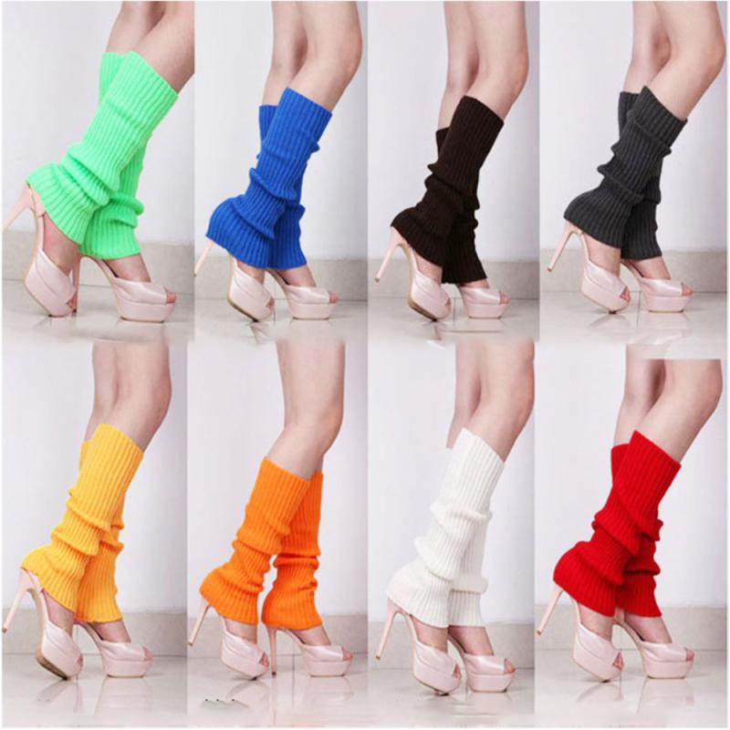 Femmes solide couleur bonbon tricot jambières femmes chaussettes Style ample botte genou haute botte bas Leggings bottes quotidien