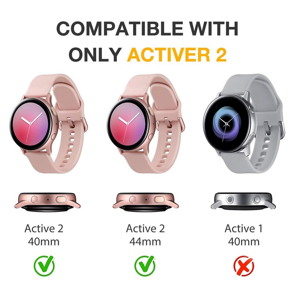 Bling diamond hard pc klokkekasse støtfangerramme heldeksel deksel beskytter shell skin for samsung galaxy watch active 2 40mm 44mm