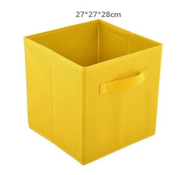 Foldable Fabric Storage box Cube Bins Cloth Organizer storage Baskets Folding Nursery Closet Drawer Features Dual Handles: Yellow