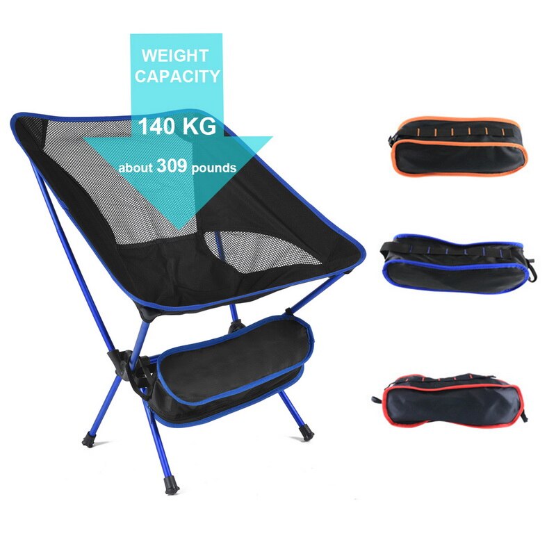 Camping opvouwbare stoel, maximale belasting, draagbare lichtgewicht stoel voor kantoor, thuis, wandelen, picknick, 150kg strandstoelen, buitenstoelen voor vissen