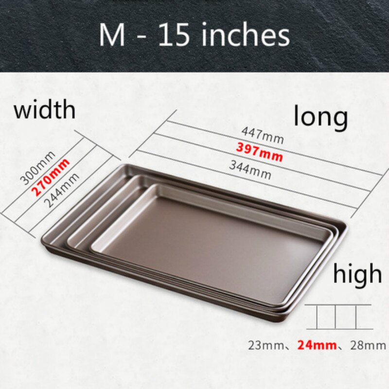 1 thick oven cake baking tray rectangular baking tray cake biscuit pie pizza baking tray non-stick kitchen baking tray: QP M 15  inch