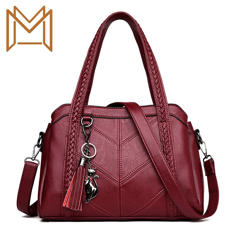 Woman Package Middle Mom Package Concise Handbag Soft Leather Capacity Single Shoulder Satchel