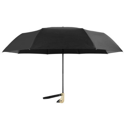 Træ andehoved håndtag paraply  uv 50+  skygge regn eller skinne folde dyr rejse paraply aldrig våd bærbar roman paraply: Sort