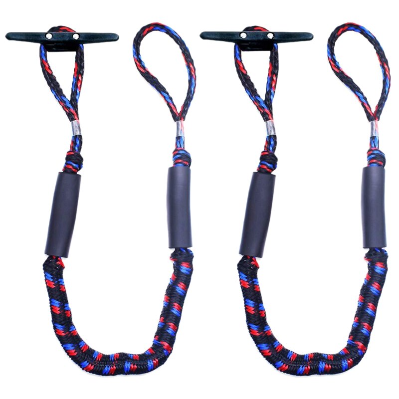 2Pcs Elastic Wharf Rope Dinghy Marine Boat Bungee Dock Line Mooring Rope