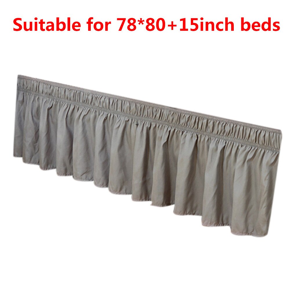 1pc moderne solid grå støv flæse split hjørner seng nederdel sengetøj hjem soveværelse dekoration elastik bånd plisseret seng nederdel: D