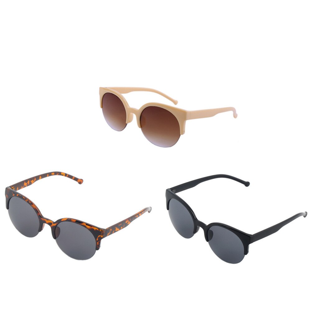Gafas de sol con montura de círculo de forma redonda clásicas Unisex a la con montura Semi sin montura para hombre al aire libre gafas de sol únicas para mujer
