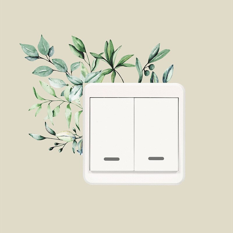 Pegatinas decorativas de pared con hojas de flores, luz para enchufes, interruptores, vinilo, decoración para sala de estar, jóvenes, niños, bonitos enchufes: KG179
