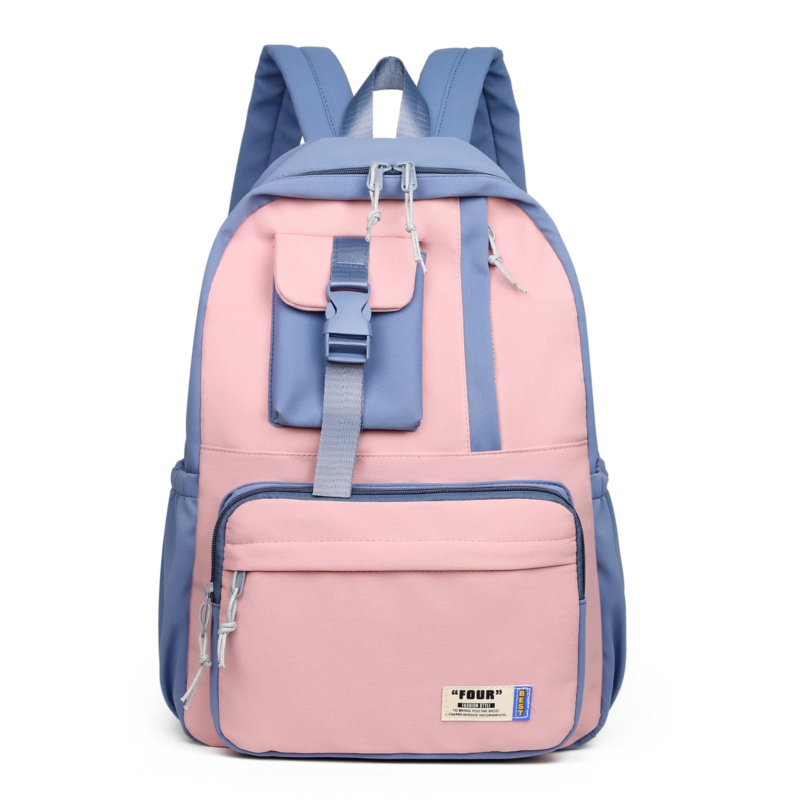 Koreaanse Stijl Nylon Vrouwen Rugzak Harajuku Leisure Student School Tassen Grote Capaciteit Waterdichte Reizen Rugzakken: Blue and pink