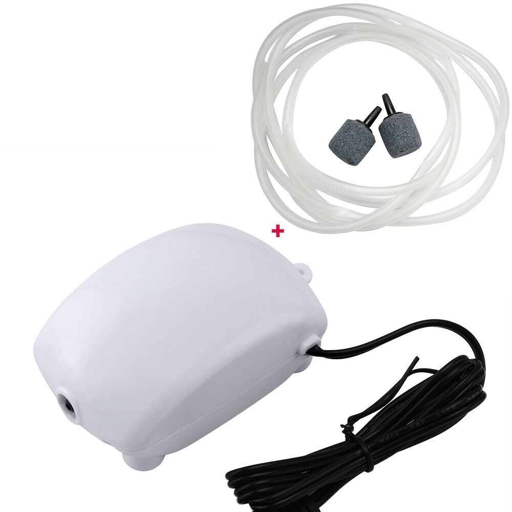 Ultra Low Noise Aquarium Air Pump Fish Tank Mini Air Compressor Oxygen Pump Aquarium Fish Tank Oxygen Pump Supplies: UK Plug With Hose