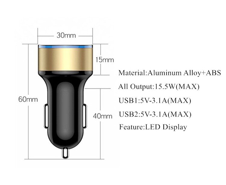 Voor Samsung S21 S30 S20 Ultra A12 A42 S20FE A02S A51 A71 A41 Mobiele Telefoon Autolader 3.1A Dual Usb led Display Voor Iphone 12 11