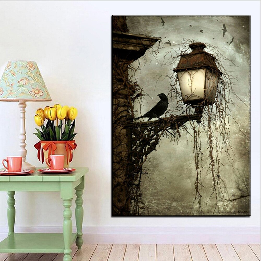 Wall Art Canvas Schilderij Aquarel Kraai Dier Nordic Posters En Prints Zwart Wit Canvas Foto 'S Voor Woonkamer Bar Decor