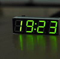 Mini 3 in 1 bil elektrisk ur termometer voltmeter led display digital timer voltmeter interiør elektronisk tilbehør: Grøn