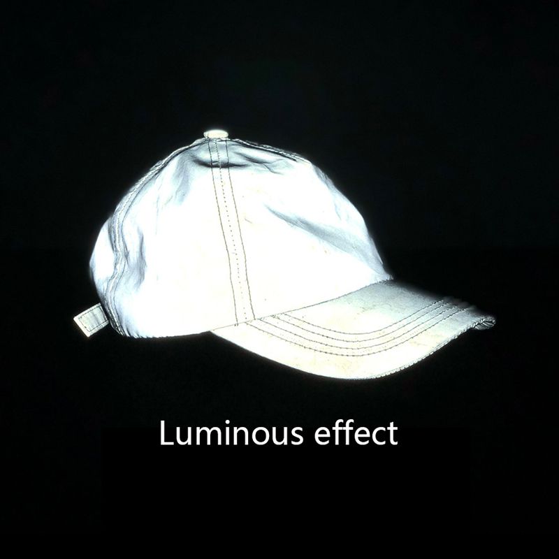 Outdoor sport reflecterende lichtgevende Running cap zilvergrijs zachte stof eend tong tij club baseball hoed: Default Title