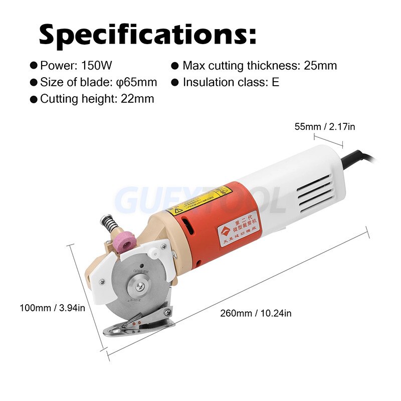 Handheld Portable 65mm Rotary Blade Electric Cloth Cutter Fabric Round Cutting Machine