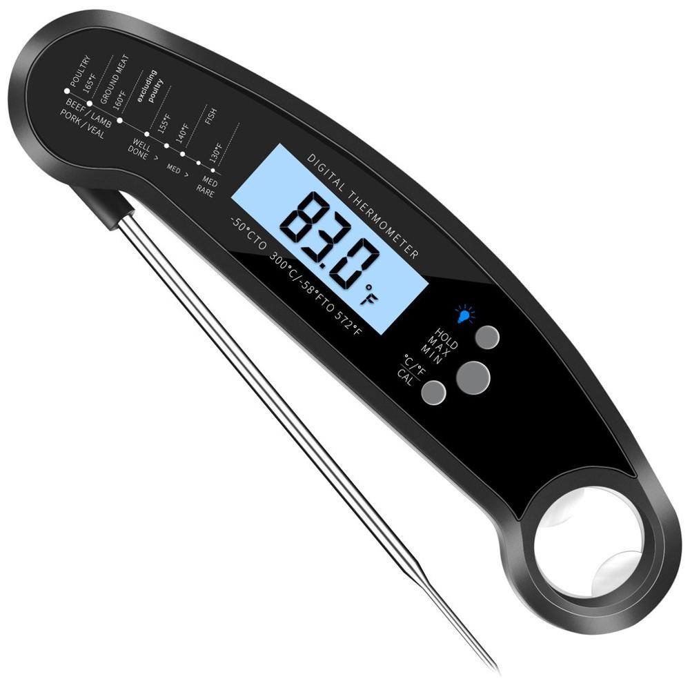 Digital Food Barbecue Thermometer Meat Thermometers Waterproof Instant Read Thermometer with Calibration Backlight: 1