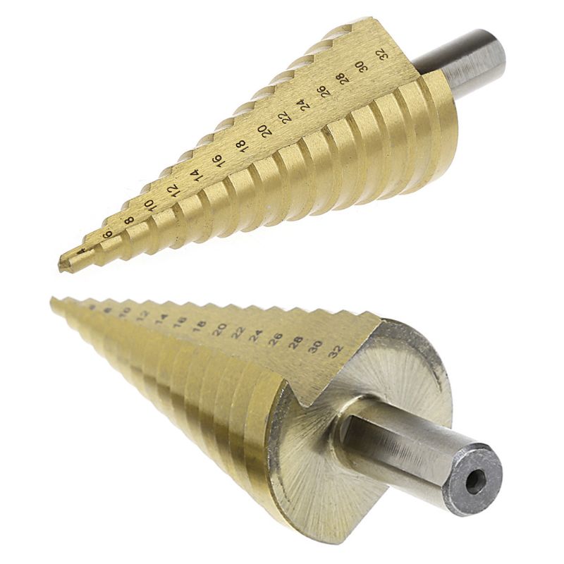6 Pcs/Set HSS Steel Titanium Coated Step Drill Bit Hole Cutter 4-32mm Metal Tool
