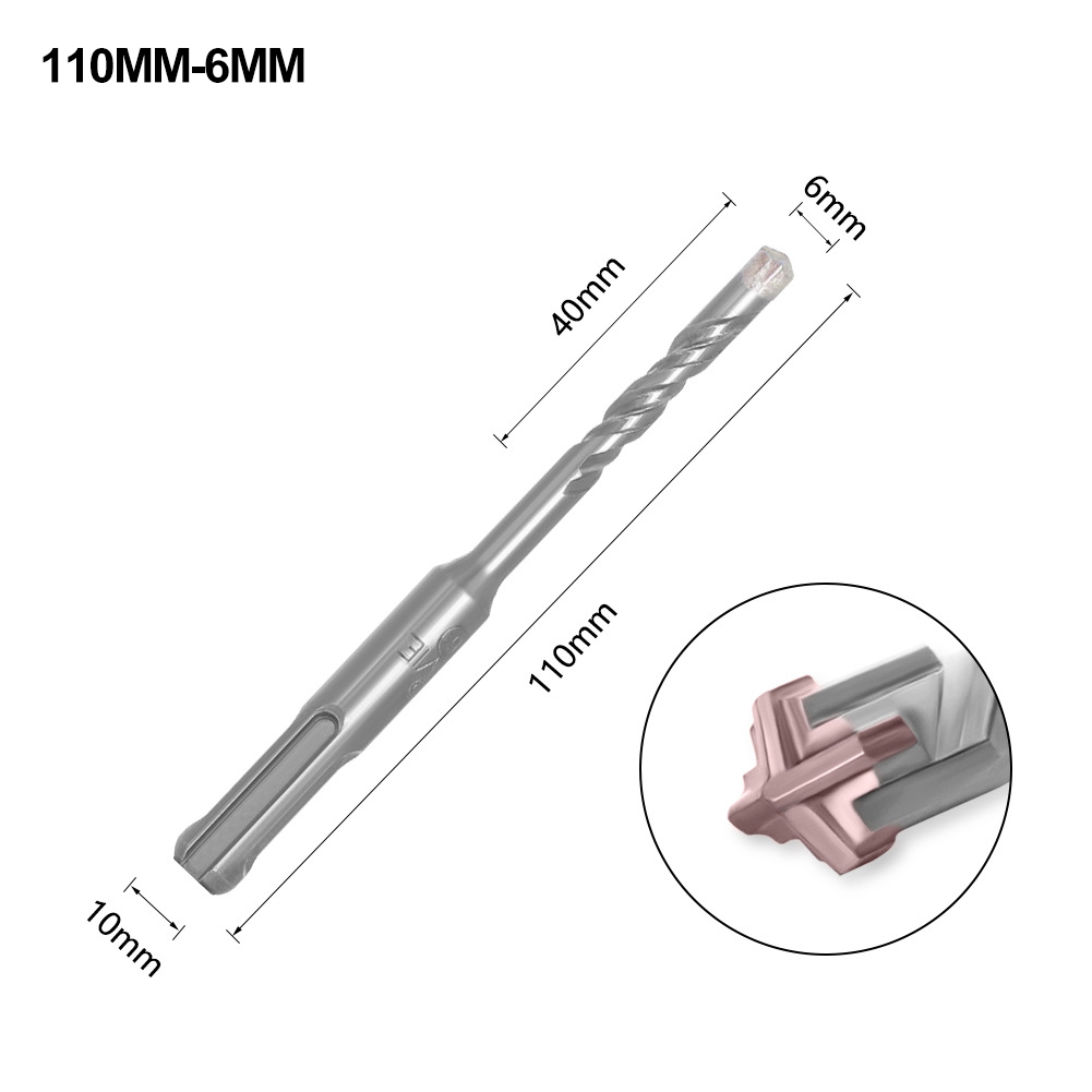 SDS Plus Drill Bit Concrete Cross Tips Bits 4 Cutters Ceramic Wall Brick Drilling Bits Electric Hammer Bits: Gold