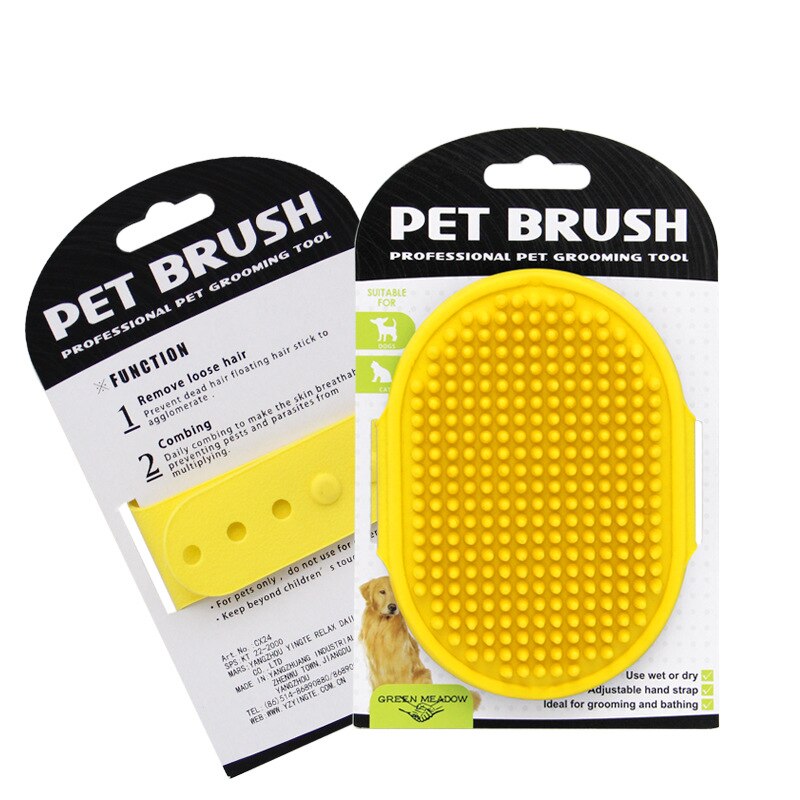 Escova-cepillo ajustable para mascotas, accesorio de baño para perros: Amarillo