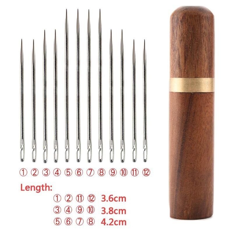 12Pcs/set Blind Threading Needle for Sewing Household Apparel Manual DIY Jewerly Beading Needles Big Hole Stainless Steel Needle