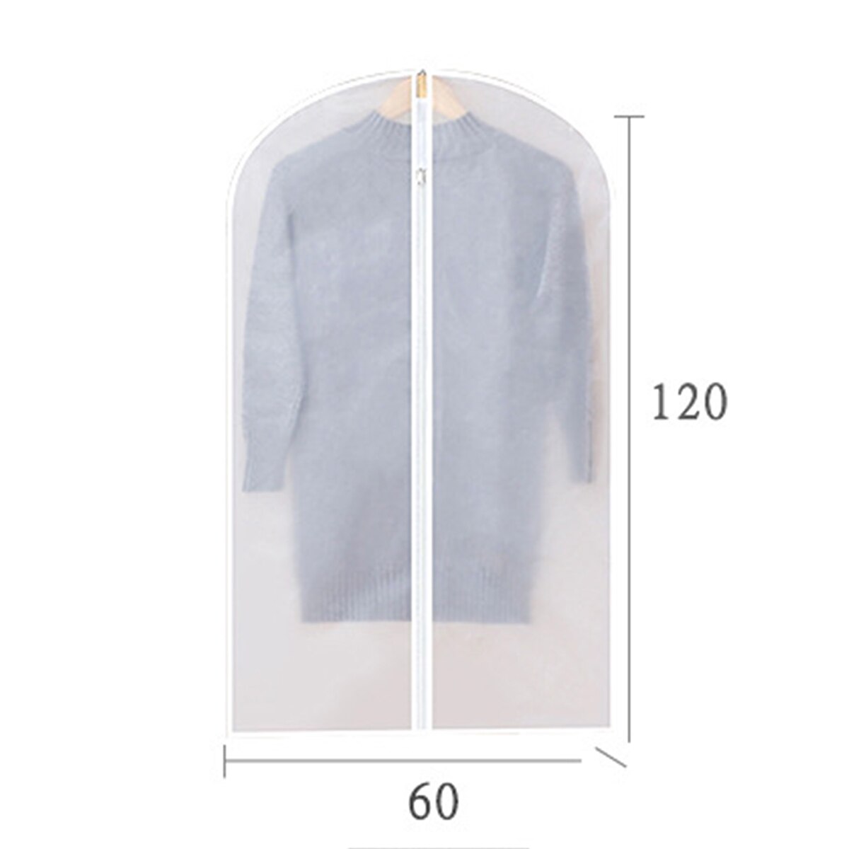 Funda para traje con cierre lavable, Protector a prueba de polvo para camisas, vestidos, chaquetas tipo suéteres, pantalones, bolsa colgante translúcida para ropa: 2 / 60x140CM