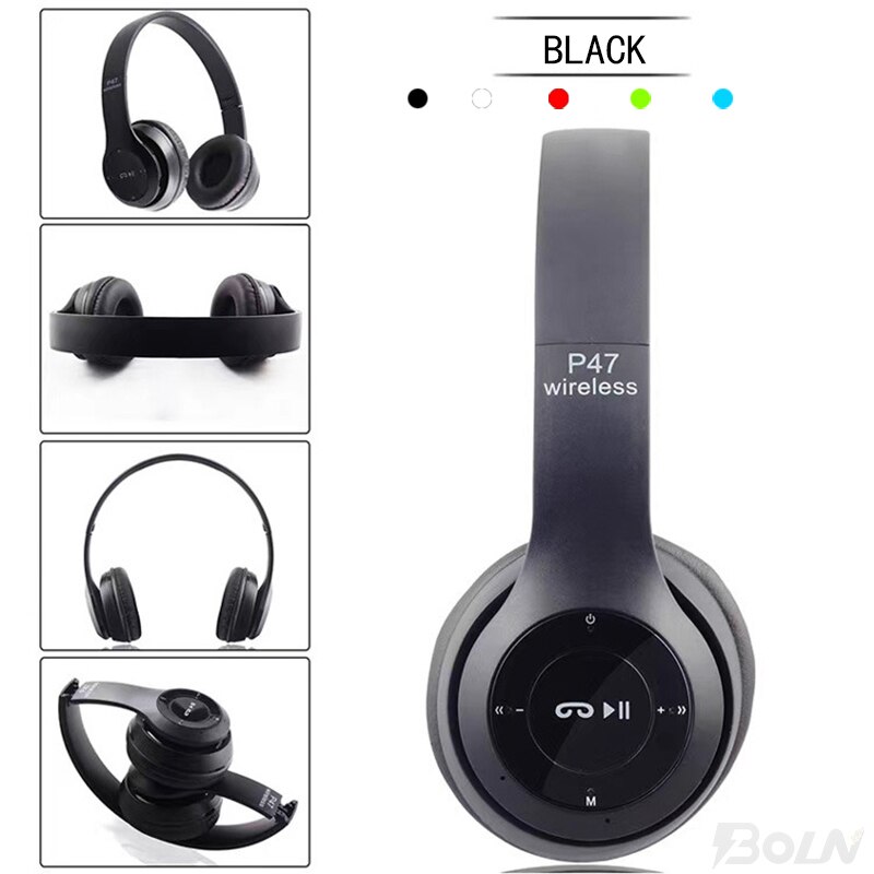 P47 Wireless Headphones Bluetooth 5.0 Earphones Foldable Bass Helmet Support TF-Card For All Phone PC PS4 With Mic Headsets