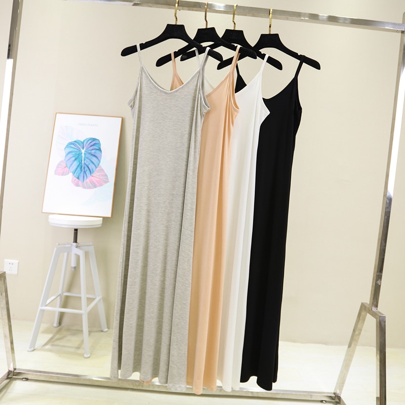 Frühling Sommer 2024 Frau Panzer Kleid lässig modal sexy Leibchen Elastische Weibliche Hause Strand Kleider Oansatz Camis sexy Kleid